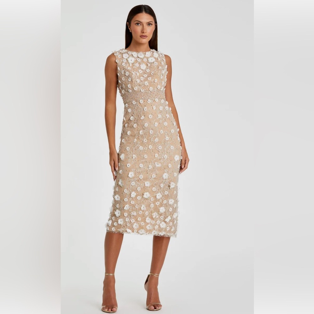 Elegant Cream Floral Embellished Dress